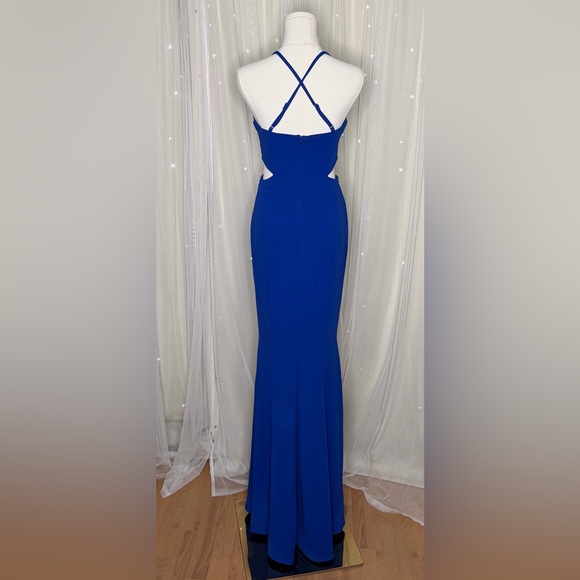 New Speechless Royal Blue Maxi Dress Formal Prom Rhinestone Cutout Mermaid Gown - Picture 3 of 7